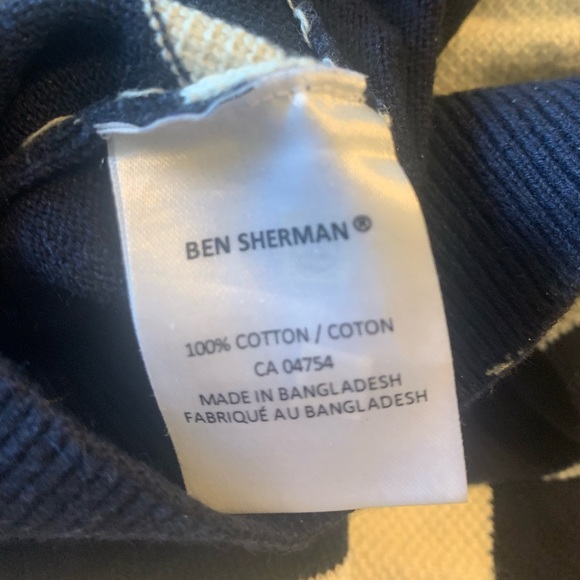 Ben Sherman Men Crew neck Wide Stripe Sweater White  Navy L - Picture 10 of 12